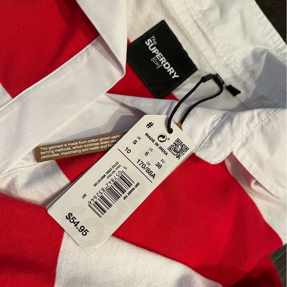 SUPERDRY Vintage Cropped Long Sleeve Rugby Top. Women’s S.